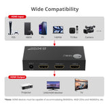 8K HDMI 2.1 Splitter 1 Input 2 Output, 8K60Hz 4K120Hz 48Gbps HDCP2.3, EDID Function, S/PDIF Audio Extractor, Metal Housing
