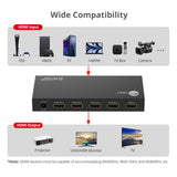 8K HDMI 2.1 Splitter 1 Input 4 Output, 8K60Hz 4K120Hz 48Gbps HDCP2.3, EDID Function, S/PDIF Audio Extractor, Metal Housing