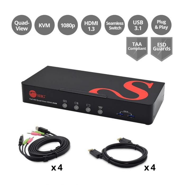Full HD Quad-View HDMI KVM MultiView Processor