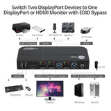 2x1 DisplayPort 4K KVM USB 3.0 Switch with Remote Control