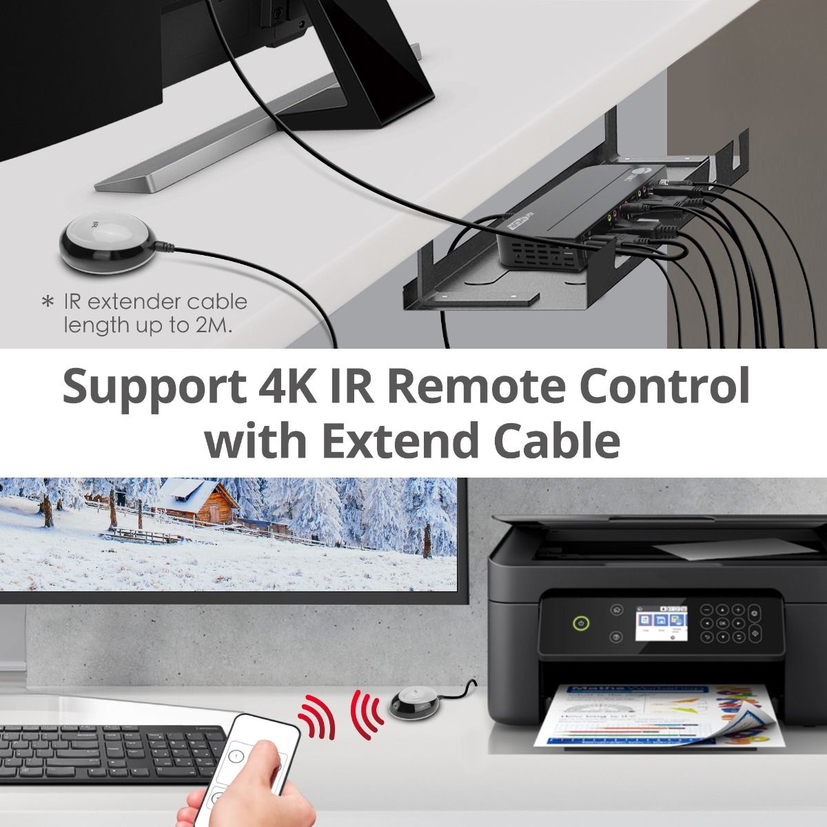 2x1 DisplayPort 4K KVM USB 3.0 Switch with Remote Control
