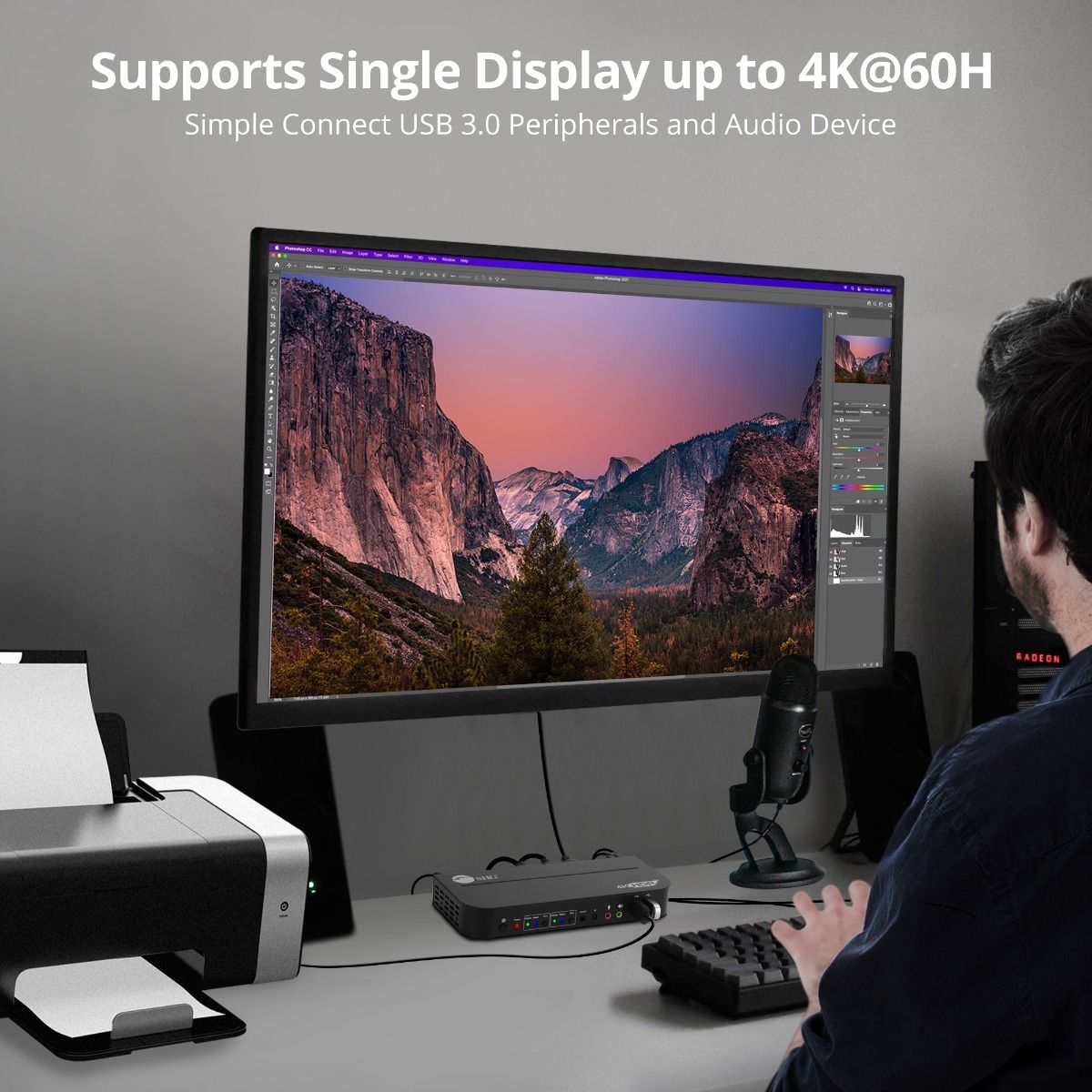 2x1 HDMI 4K HDR KVM USB 3.0 Switch with Remote Control