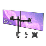 Articulating Dual Monitor Desk Mount - 17" to 32" - Max Load 19.8 lbs(each) - VESA Plate 75x75mm/100x100mm