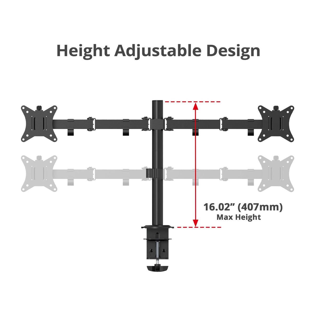 Articulating Dual Monitor Desk Mount - 17" to 32" - Max Load 19.8 lbs(each) - VESA Plate 75x75mm/100x100mm