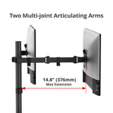 Articulating Dual Monitor Desk Mount - 17" to 32" - Max Load 19.8 lbs(each) - VESA Plate 75x75mm/100x100mm