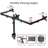 Articulating Triple Monitor Desk Mount - 13" to 32", Max Load 17.6 lbs, VESA Plate 75x75mm,100x100mm