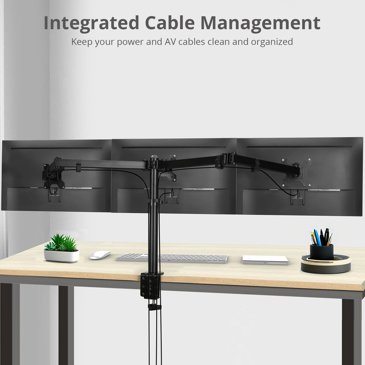Articulating Triple Monitor Desk Mount - 13" to 32", Max Load 17.6 lbs, VESA Plate 75x75mm,100x100mm
