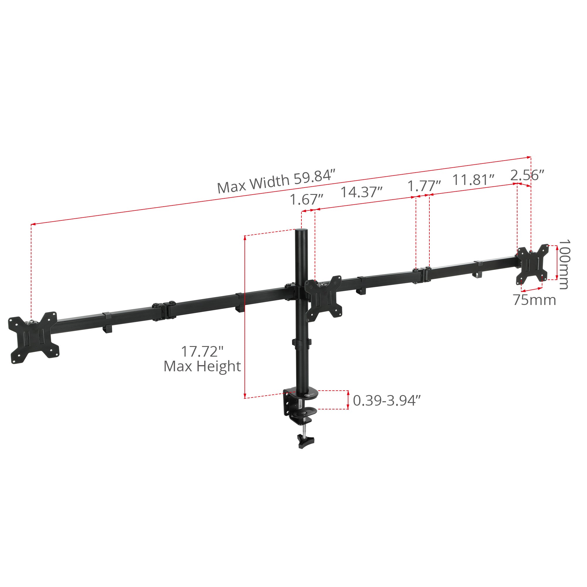 Triple Monitor, Desk Mount, Up to 32