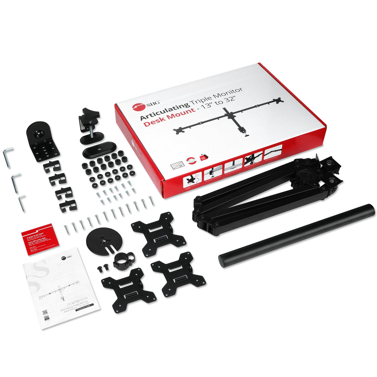 Articulating Triple Monitor Desk Mount - 13" to 32", Max Load 17.6 lbs, VESA Plate 75x75mm,100x100mm