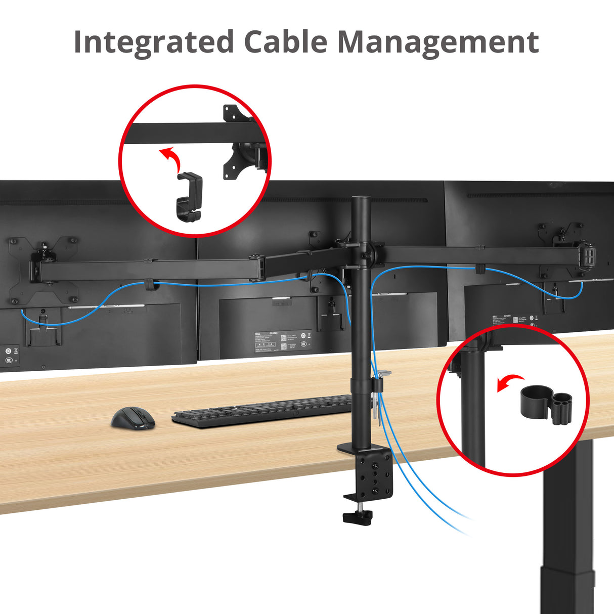 Triple 32" Articulating Monitor Arm Mount-Black, Up to 32", Max Load 17.6 lbs, VESA Plate 75x75mm,100x100mm