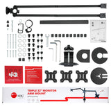 Triple 32" Articulating Monitor Arm Mount-Black, Up to 32", Max Load 17.6 lbs, VESA Plate 75x75mm,100x100mm