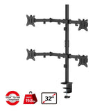 Articulating Quad Monitor Desk Mount - 13" to 32" - Max Load 19.8 lbs - 75x75mm/100x100mm