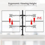 Articulating Quad Monitor Desk Mount - 13" to 32" - Max Load 19.8 lbs - 75x75mm/100x100mm