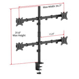 Articulating Quad Monitor Desk Mount - 13" to 32" - Max Load 19.8 lbs - 75x75mm/100x100mm