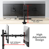 Dual Monitor Articulating Desk Mount - Fits 13" to 32" monitors - Max Load 19.8 lbs each - VESA Plate 75x75/100x100mm