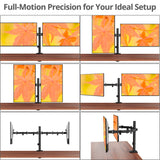 Dual Monitor Articulating Desk Mount - Fits 13" to 32" monitors - Max Load 19.8 lbs each - VESA Plate 75x75/100x100mm