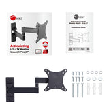 Articulating LCD/TV Monitor Wall Mount - 13" to 27" Monitors, Max load 33 lbs, VESA plat 75x75mm,100x100mm