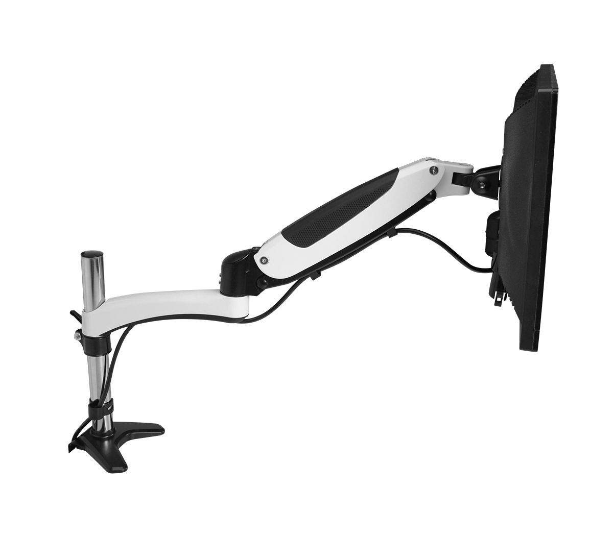 Full-Motion Easy Access Single Monitor Desk Mount - White