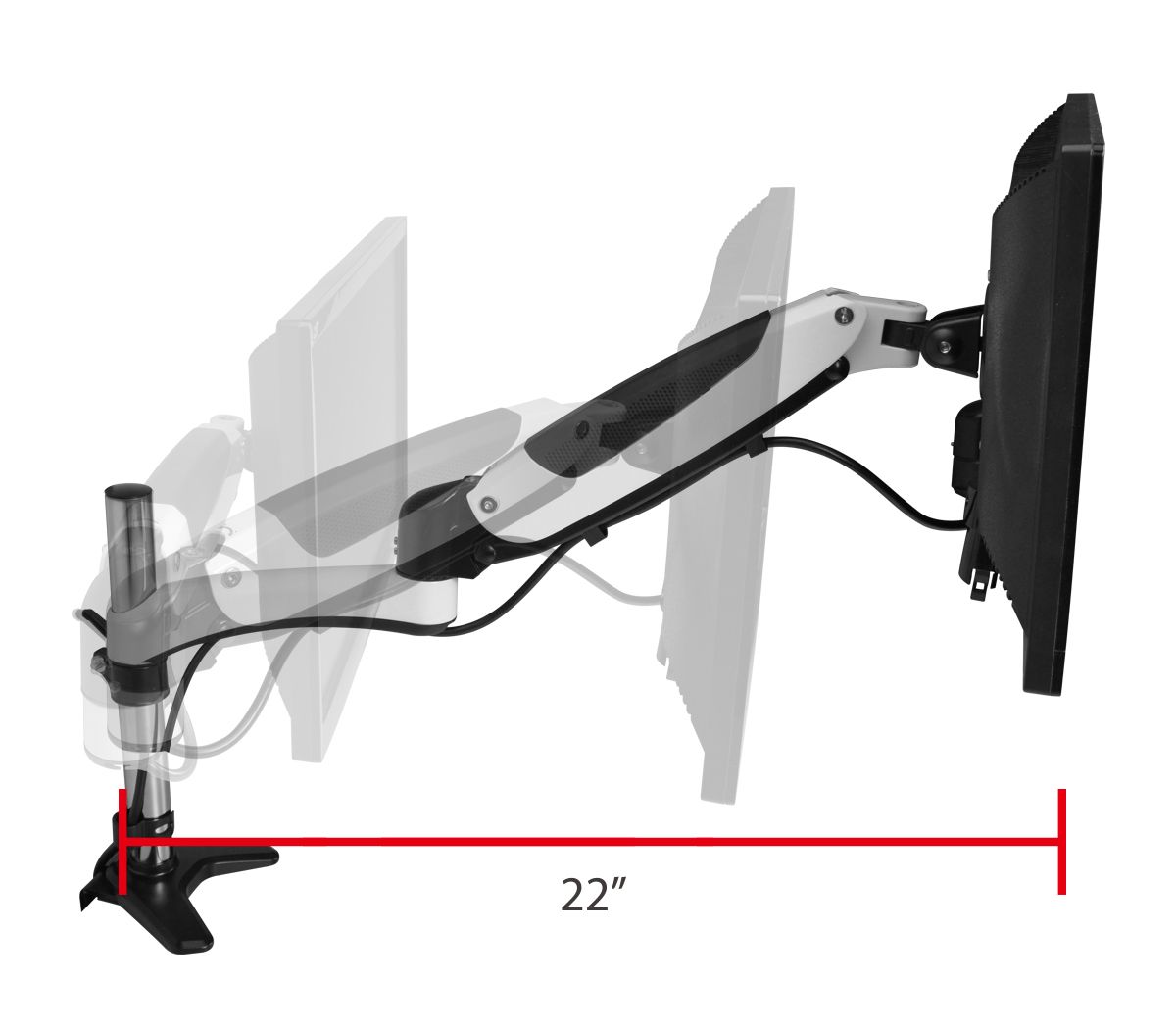 Full-Motion Easy Access Single Monitor Desk Mount - White