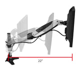 Full-Motion Easy Access Single Monitor Desk Mount - White