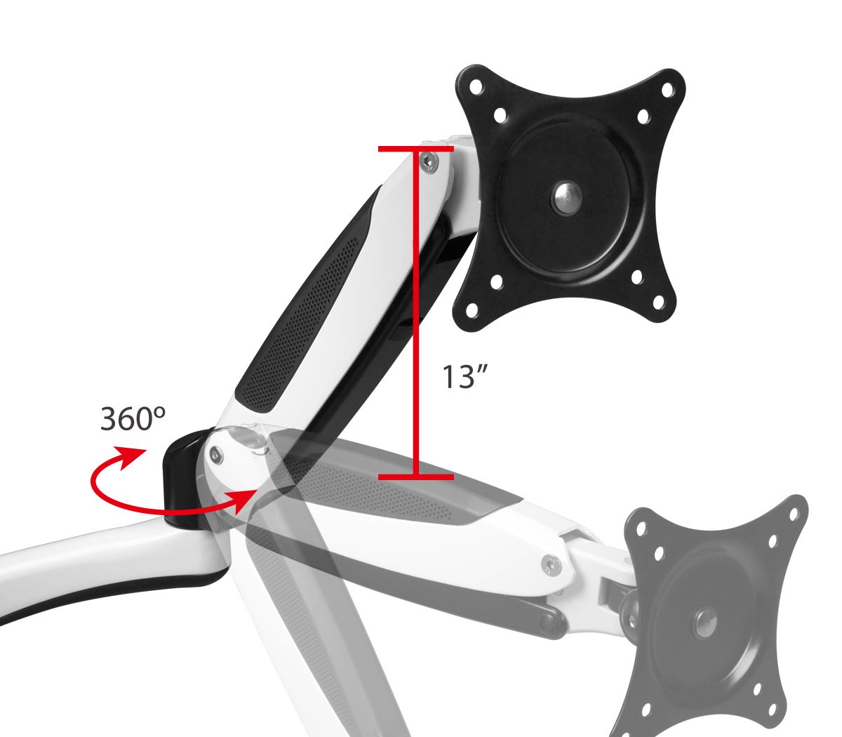 Full-Motion Easy Access Single Monitor Desk Mount - White