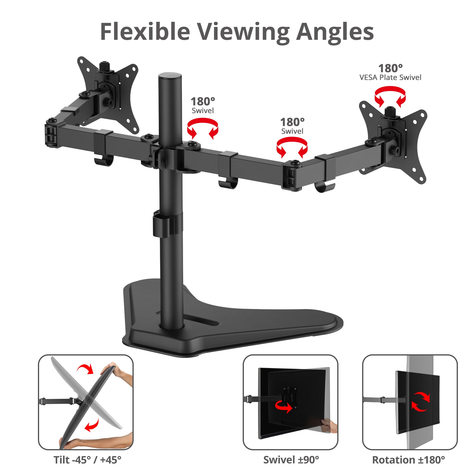 Two Monitor, Freestanding Desk Mount, Up to 32