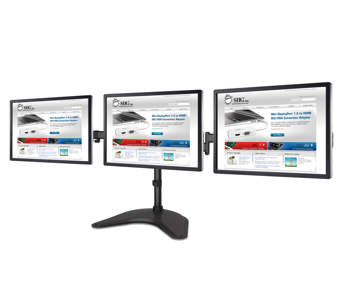 Articulated Freestanding Triple Monitor Desk Stand - 13"-27", Max Load 17.6lbs each