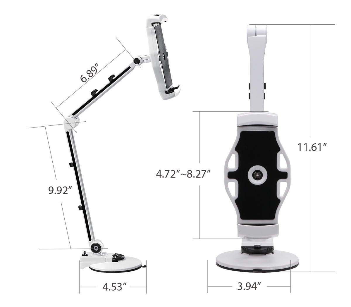 Full Motion Easy-Adjust Universal Tablet Mount - White - Fits 7" to 12" Screen - Max Load 2.2 lbs