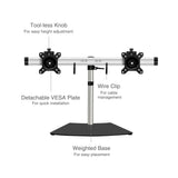 Freestanding Easy-Adjust Dual Monitor Desk Stand - 13" to 27", Max Load 17.6 lbs
