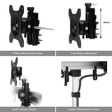 Freestanding Easy-Adjust Dual Monitor Desk Stand - 13" to 27", Max Load 17.6 lbs