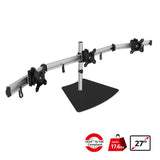 Premium Aluminum Freestanding Triple Monitor desk stand - 13" to 27" - Max Load 17.6 lbs each