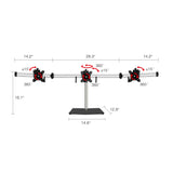 Premium Aluminum Freestanding Triple Monitor desk stand - 13" to 27" - Max Load 17.6 lbs each