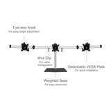 Premium Aluminum Freestanding Triple Monitor desk stand - 13" to 27" - Max Load 17.6 lbs each