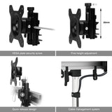 Premium Aluminum Freestanding Triple Monitor desk stand - 13" to 27" - Max Load 17.6 lbs each