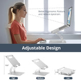 Adjustable Aluminum Laptop Stand for Macbook and PC, Fits10 to 17 inches Laptop, Max Load 22 lbs