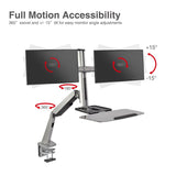 Standing Desk Converter With Height Adjustable Keyboard & Counterbalance Monitor Arm - 13" to 27" - Max Load 13.2lbs