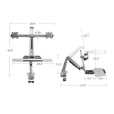 Standing Desk Converter With Height Adjustable Keyboard & Counterbalance Monitor Arm - 13" to 27" - Max Load 13.2lbs