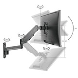 High Premium Aluminum Gas Spring Wall Mount - Single Monitor - 17" to 34" - weight up to 19.8 lbs