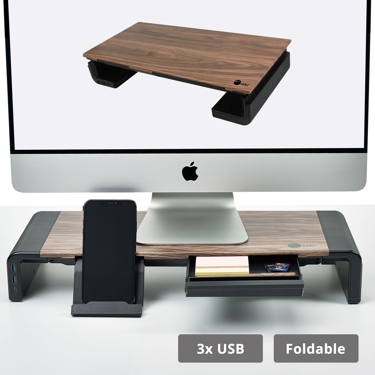 Stylish Foldable Monitor Stand with USB Hub