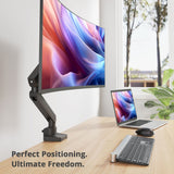 Aluminum Mechanical Spring Slim Monitor Arm Desk Mount- Single 17" to 38", Max Load 26.4 lbs