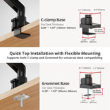 Aluminum Mechanical Spring Slim Monitor Arm Desk Mount- Single 17" to 38", Max Load 26.4 lbs