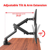 Aluminum Mechanical Spring Slim Monitor Arm Desk Mount - Dual 17" to 32" Monitor, Max Load up to 17.6 lbs each