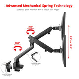 Aluminum Mechanical Spring Slim Monitor Arm Desk Mount - Dual 17" to 32" Monitor, Max Load up to 17.6 lbs each