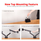 Aluminum Mechanical Spring Slim Monitor Arm Desk Mount - Dual 17" to 32" Monitor, Max Load up to 17.6 lbs each