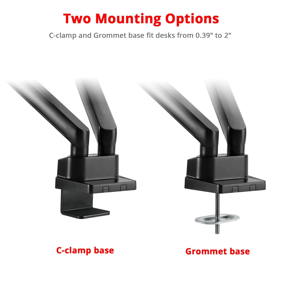 Aluminum Mechanical Spring Slim Monitor Arm Desk Mount - Dual 17" to 32" Monitor, Max Load up to 17.6 lbs each