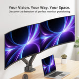 Dual 38" Mechanical Spring Monitor Arm Top Mount-Black -  Up to 38" Monitor, Max Load up to 26.4 lbs each