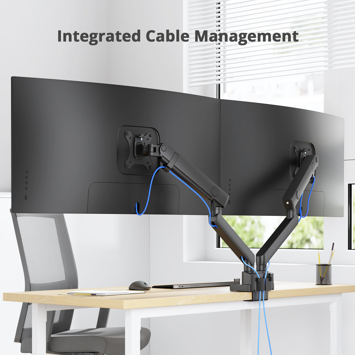 Dual 38" Mechanical Spring Monitor Arm Top Mount-Black -  Up to 38" Monitor, Max Load up to 26.4 lbs each