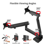 Dual 38" Mechanical Spring Monitor Arm Top Mount-Black -  Up to 38" Monitor, Max Load up to 26.4 lbs each