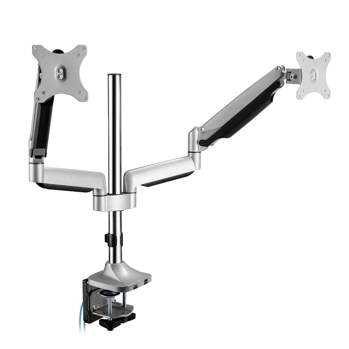 Dual Monitor Gas Spring Desk Mount with USB Port - 13" to 32" - Max Load up to 19.8 lbs each - Quick Access USB & Audio Port