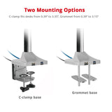 Dual Monitor Gas Spring Desk Mount with USB Port - 13" to 32" - Max Load up to 19.8 lbs each - Quick Access USB & Audio Port
